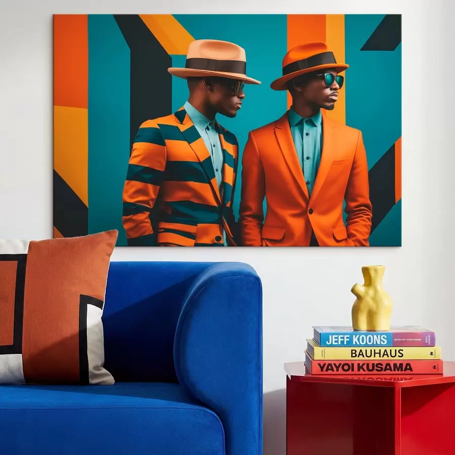 carta da parati Due uomini in abiti eleganti e cappelli nr. s48091