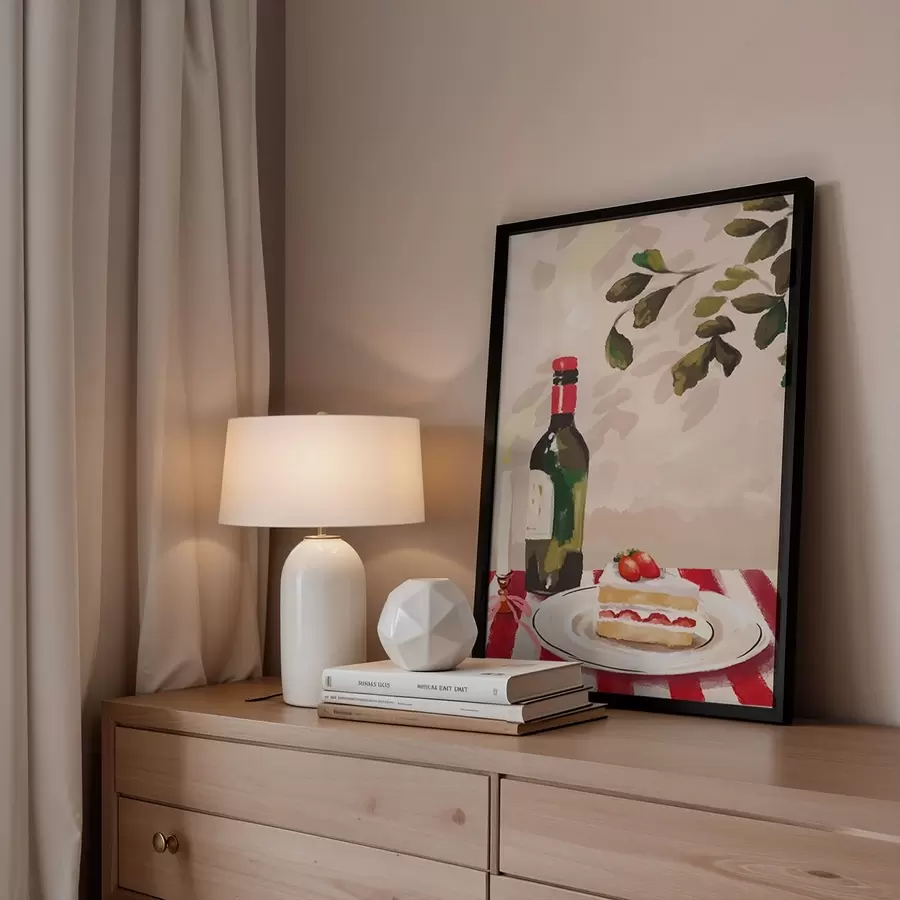 carta da parati Natura morta con vino, candela e torta nr. f48024