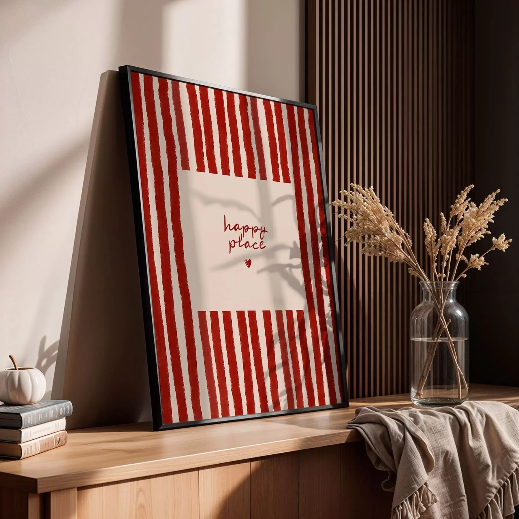 carta da parati Strisce rosse con testo 