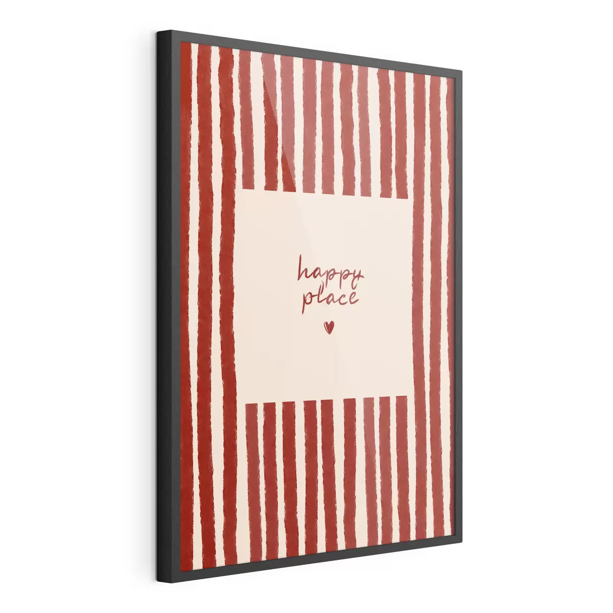 Poster Strisce rosse con testo "happy place" f48025