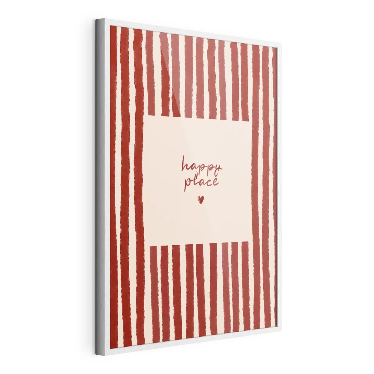 Poster Strisce rosse con testo "happy place" f48025