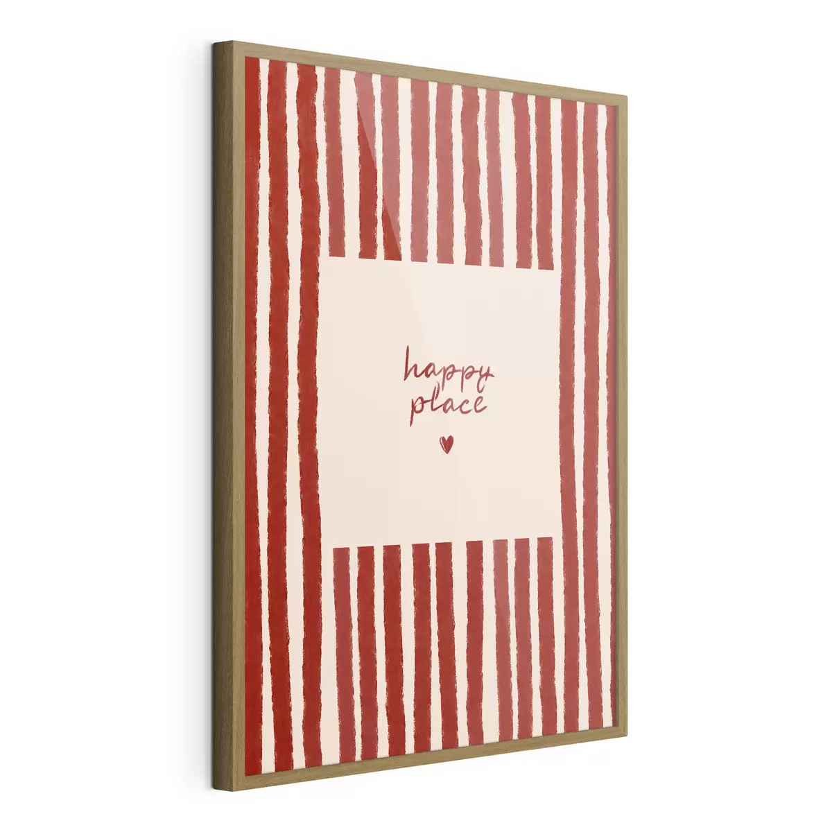 Poster Strisce rosse con testo "happy place" f48025