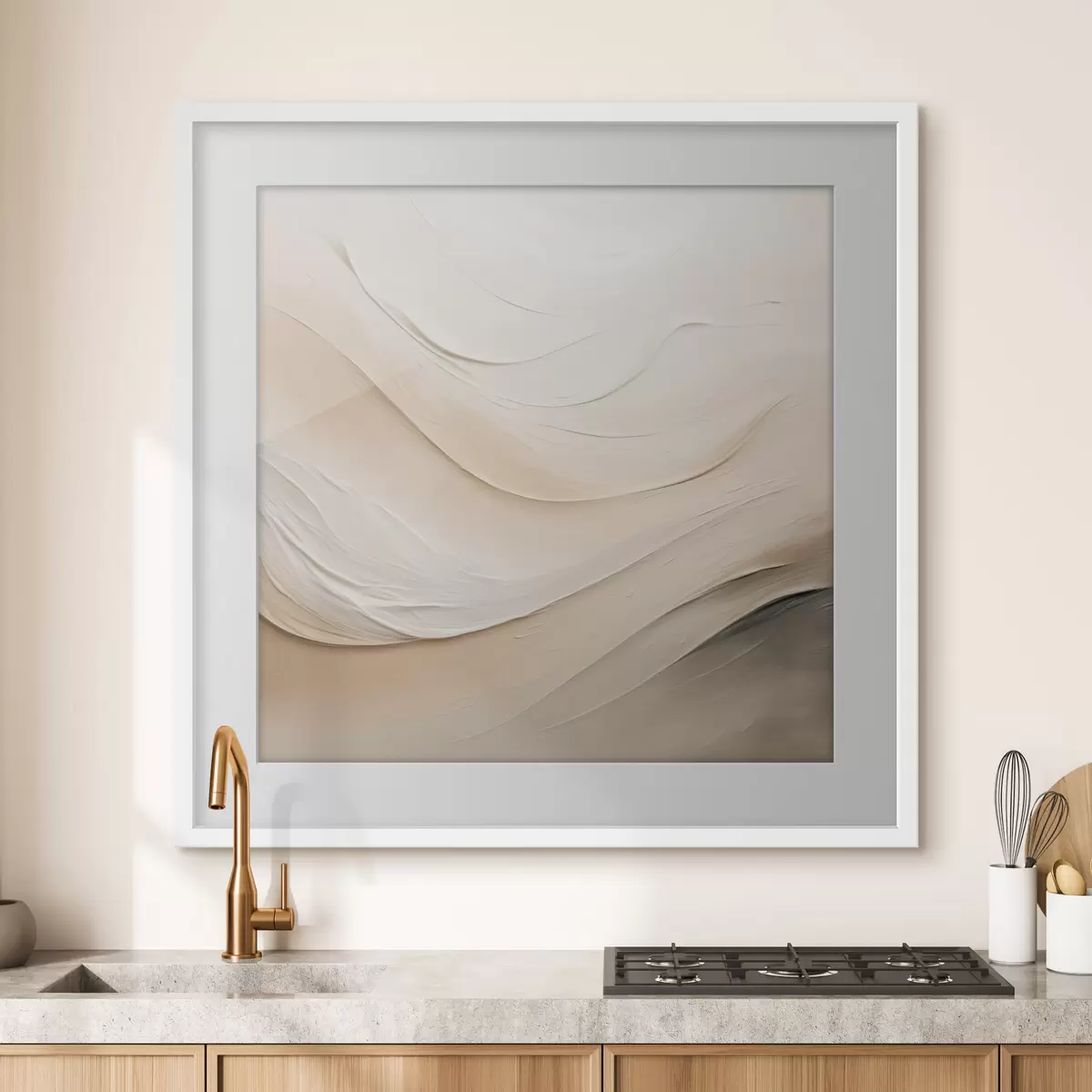 Poster Onde beige stratificate con texture morbida f48099