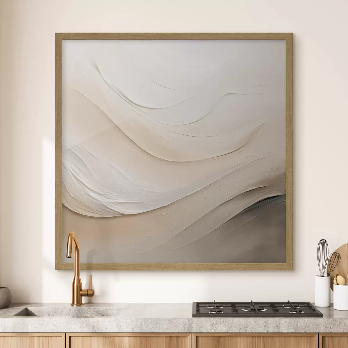 Poster Onde beige stratificate con texture morbida f48099