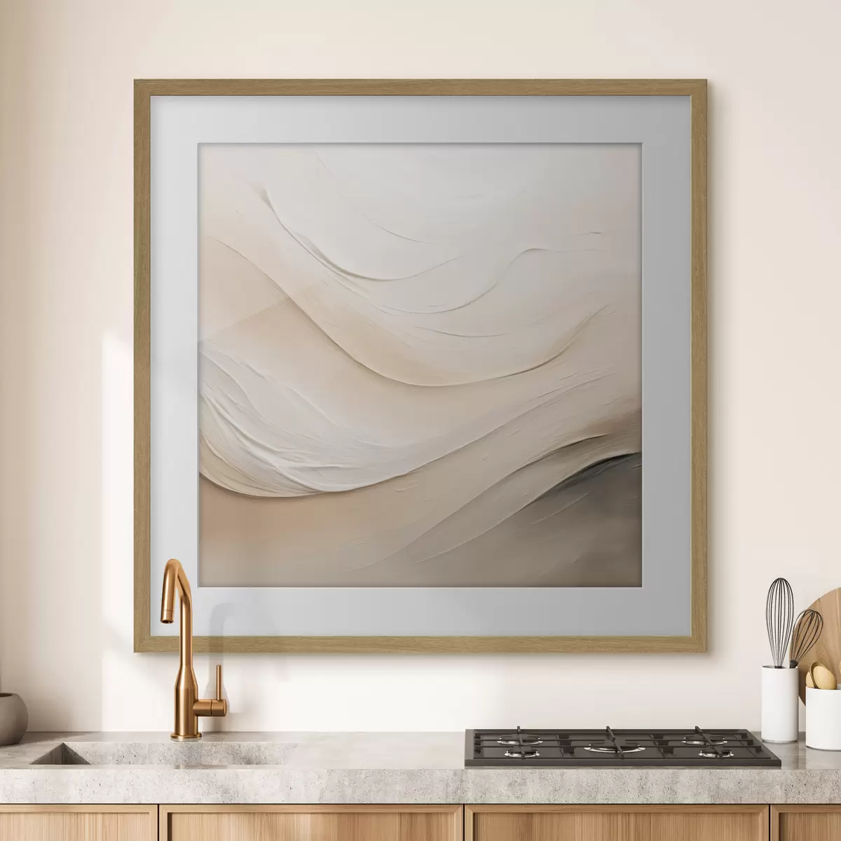 Poster Onde beige stratificate con texture morbida f48099