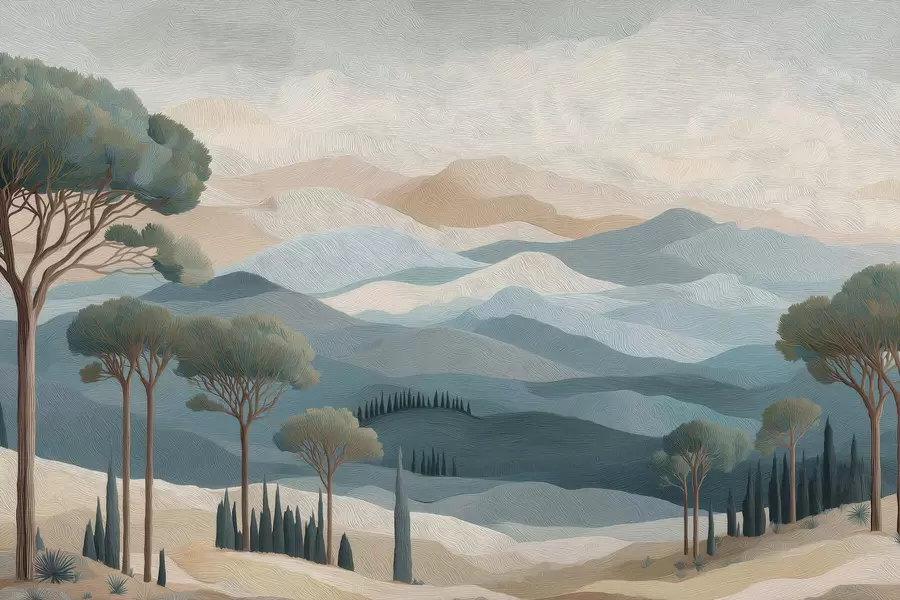 Carta da parati nature Paesaggio in stile pittura a olio 