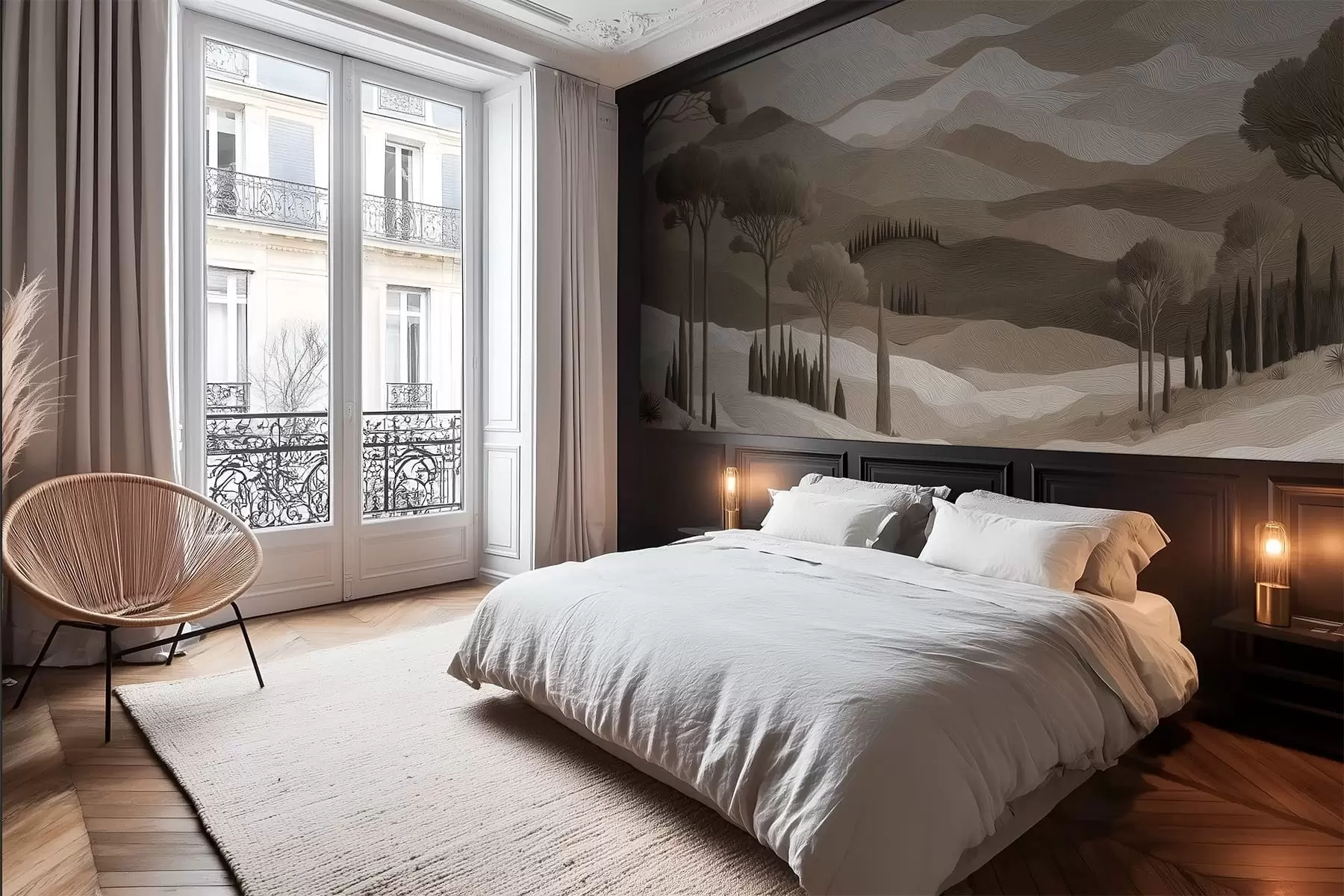 Carta da parati nature Paesaggio in stile pittura a olio 