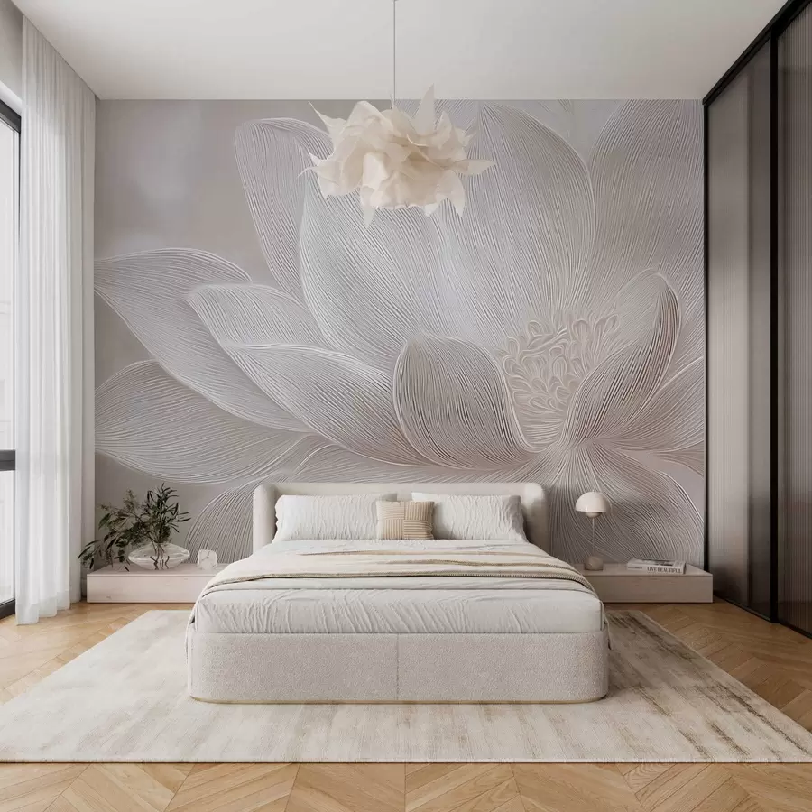 carta da parati Onde astratte che fluiscono in tonalità beige chiaro nr. w05266