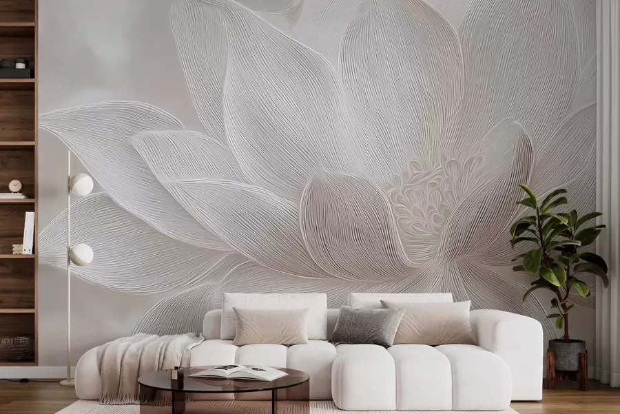 Carta da parati Floreale Onde astratte che fluiscono in tonalità beige chiaro n. w05266