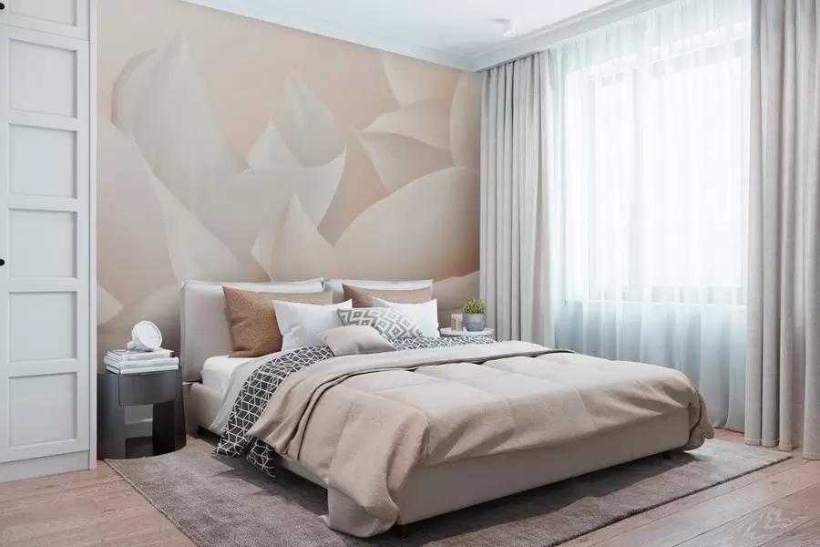 carta da parati Petali morbidi color pesca-latte nr. w09716