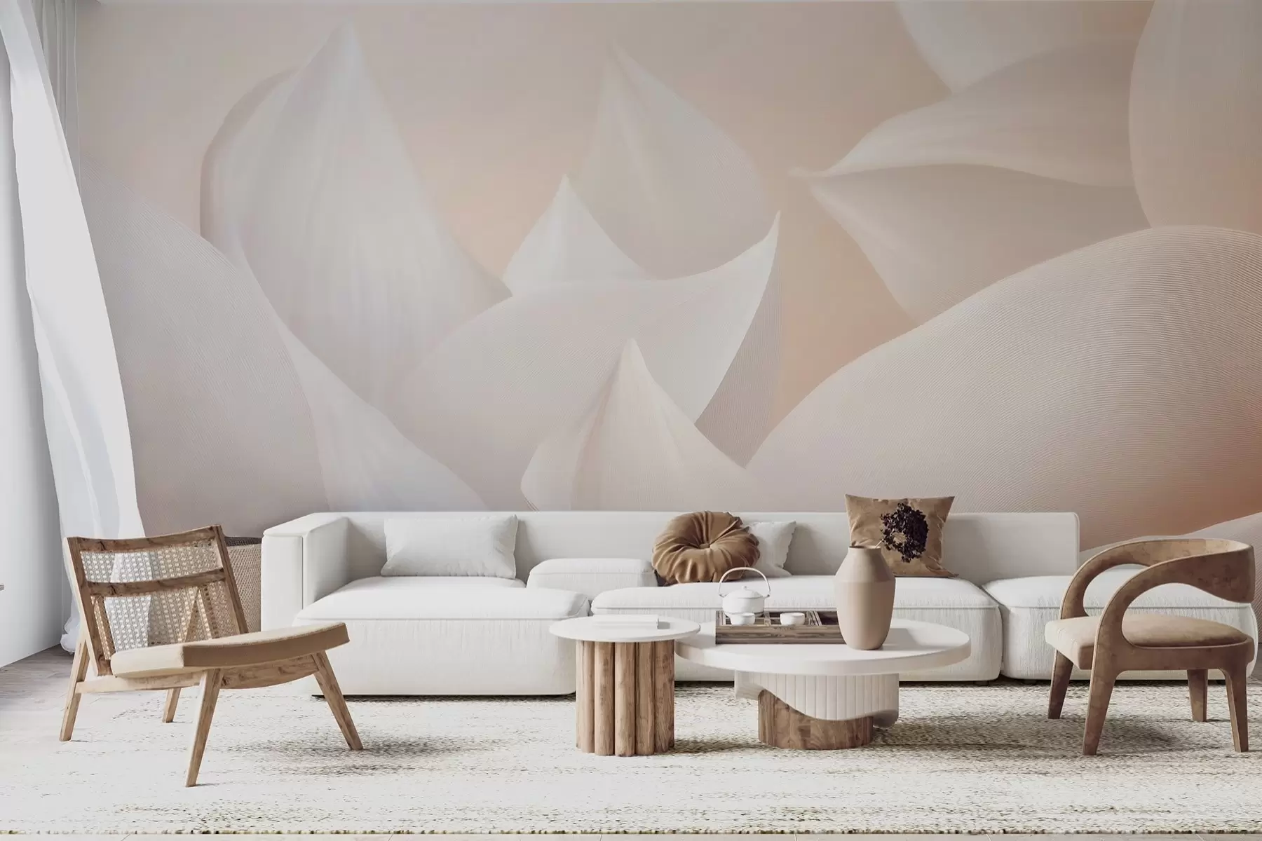 carta da parati Petali morbidi color pesca-latte nr. w09716