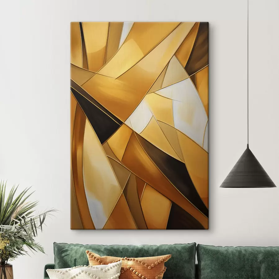 carta da parati Forme geometriche astratte nei toni dell'arancione, del marrone e del bianco con contorni sottili su uno sfondo strutturato nr. s47863