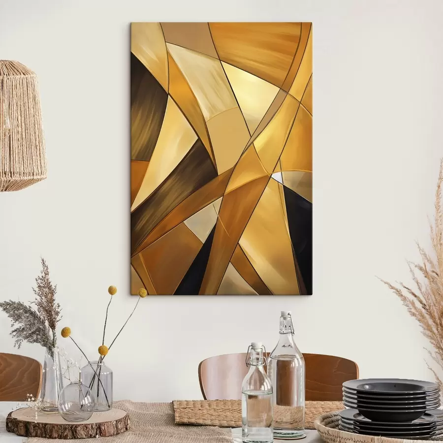 carta da parati Forme geometriche astratte nei toni dell'arancione, del marrone e del bianco con contorni sottili su uno sfondo strutturato nr. s47864