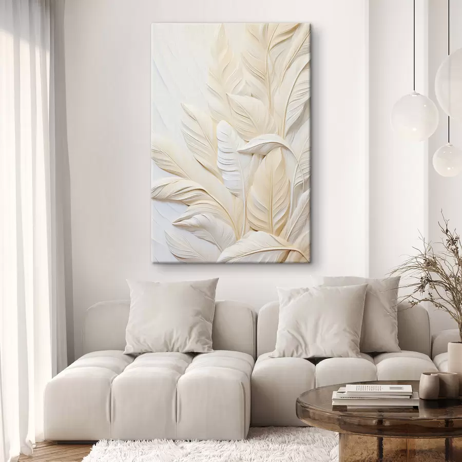 carta da parati Piume color crema sovrapposte l'una all'altra, con uno sfondo morbido e chiaro nr. s47883