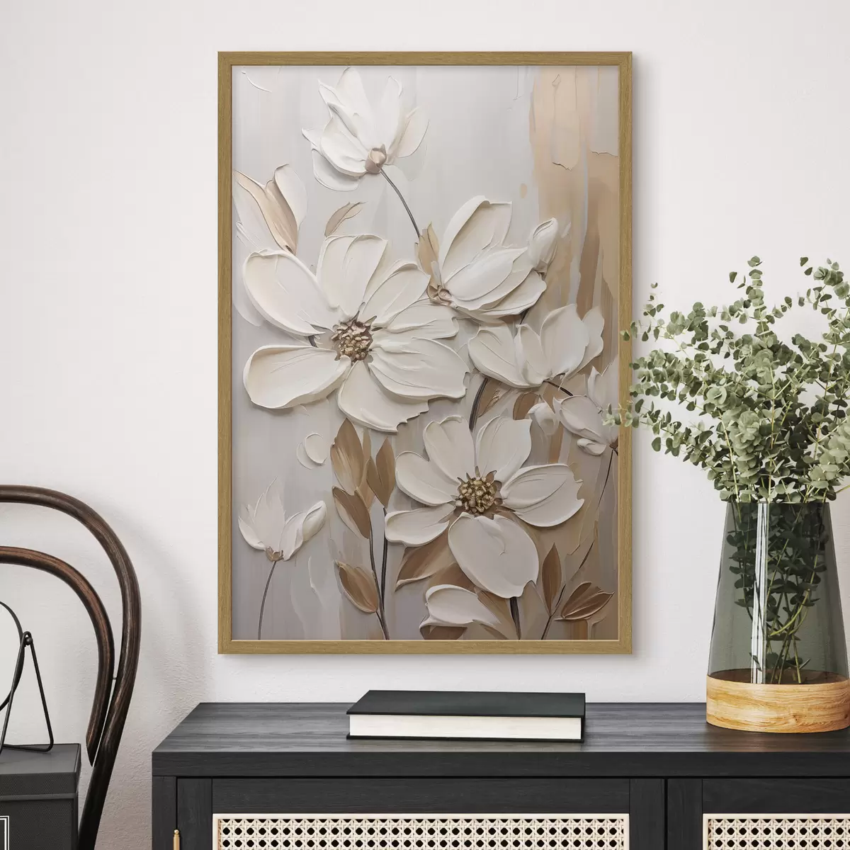 Poster Fiori bianchi in rilievo f47873