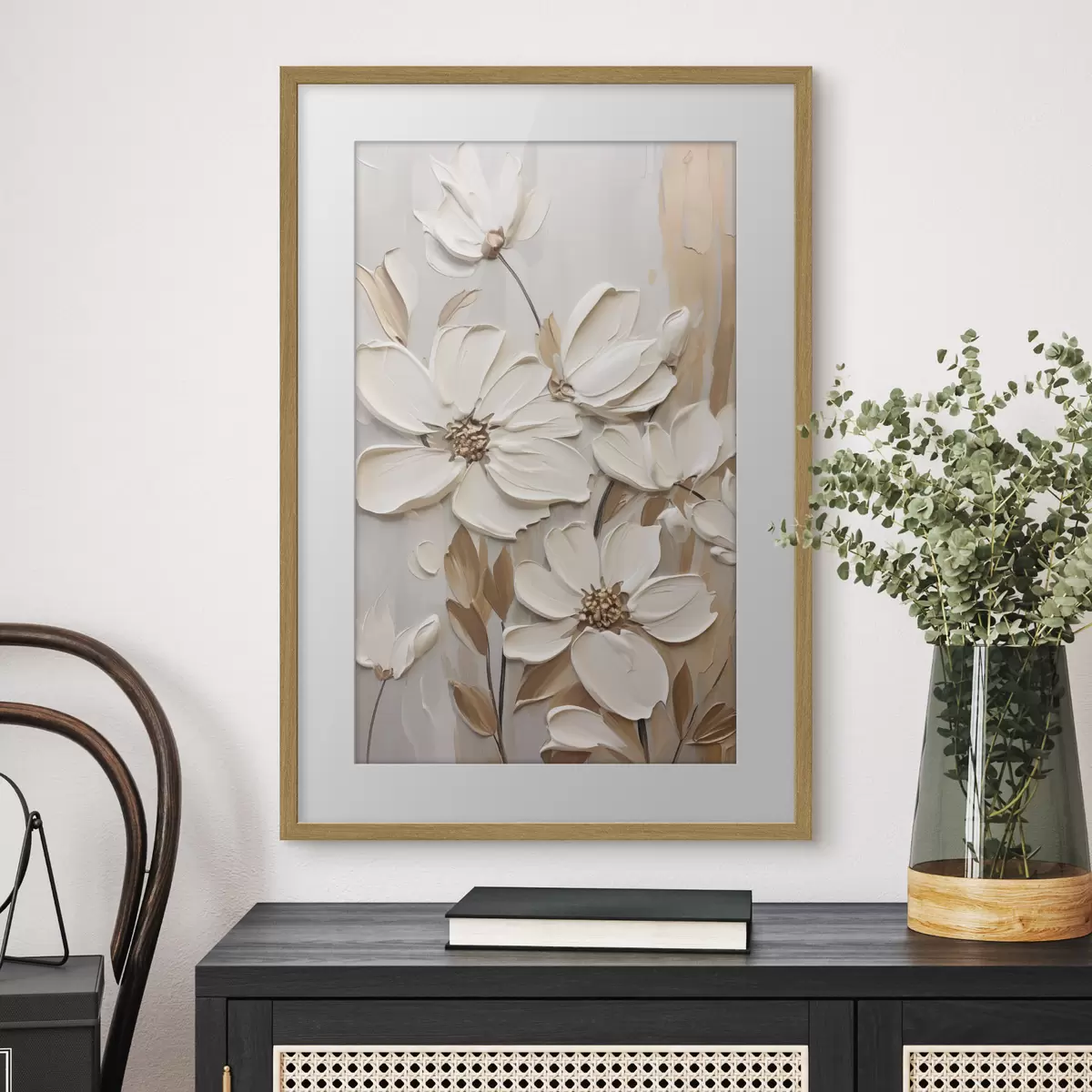 Poster Fiori bianchi in rilievo f47873