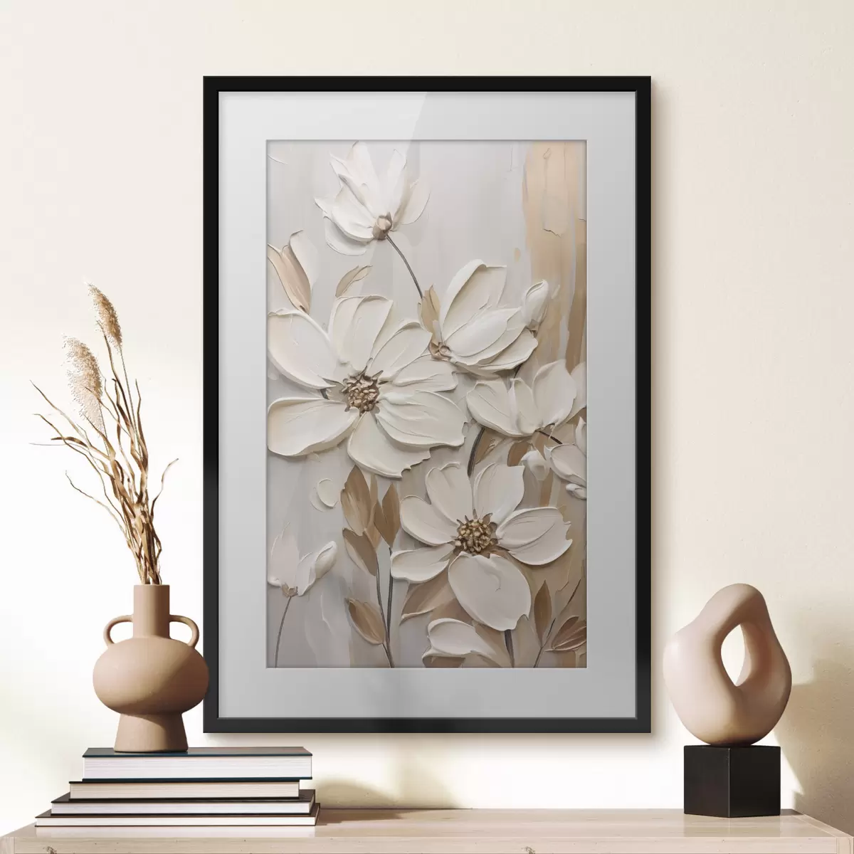 Poster Fiori bianchi in rilievo f47873