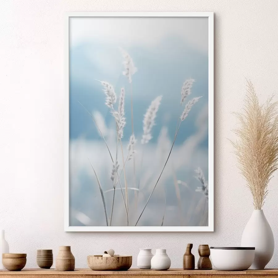 carta da parati Erba bianca e soffice su uno sfondo di cielo azzurro, con una profondità di campo ridotta. nr. f47880