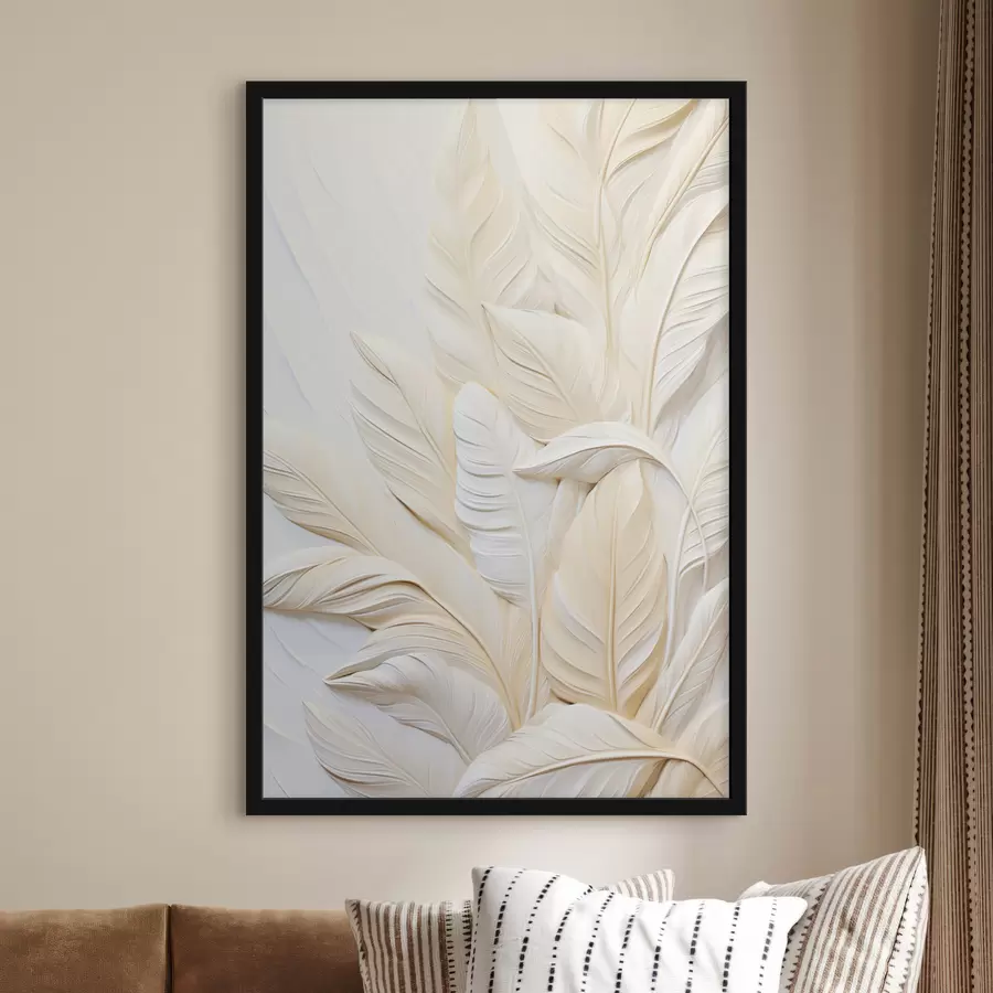 carta da parati Piume color crema sovrapposte l'una all'altra, con uno sfondo morbido e chiaro nr. f47883