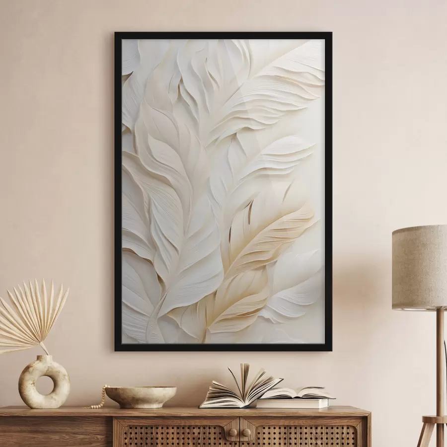 carta da parati Piume color crema sovrapposte l'una all'altra, con uno sfondo morbido e chiaro nr. f47884