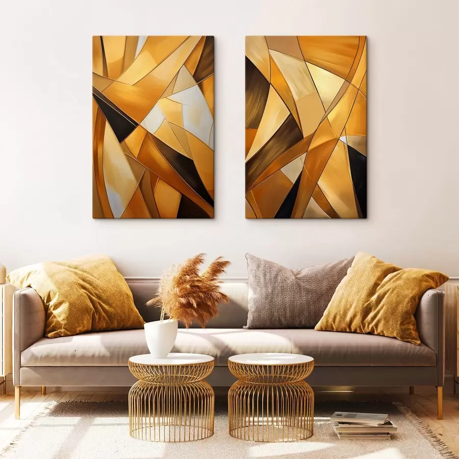 carta da parati Forme geometriche astratte nei toni dell'arancione, del marrone e del bianco con contorni sottili su uno sfondo strutturato nr. m30052