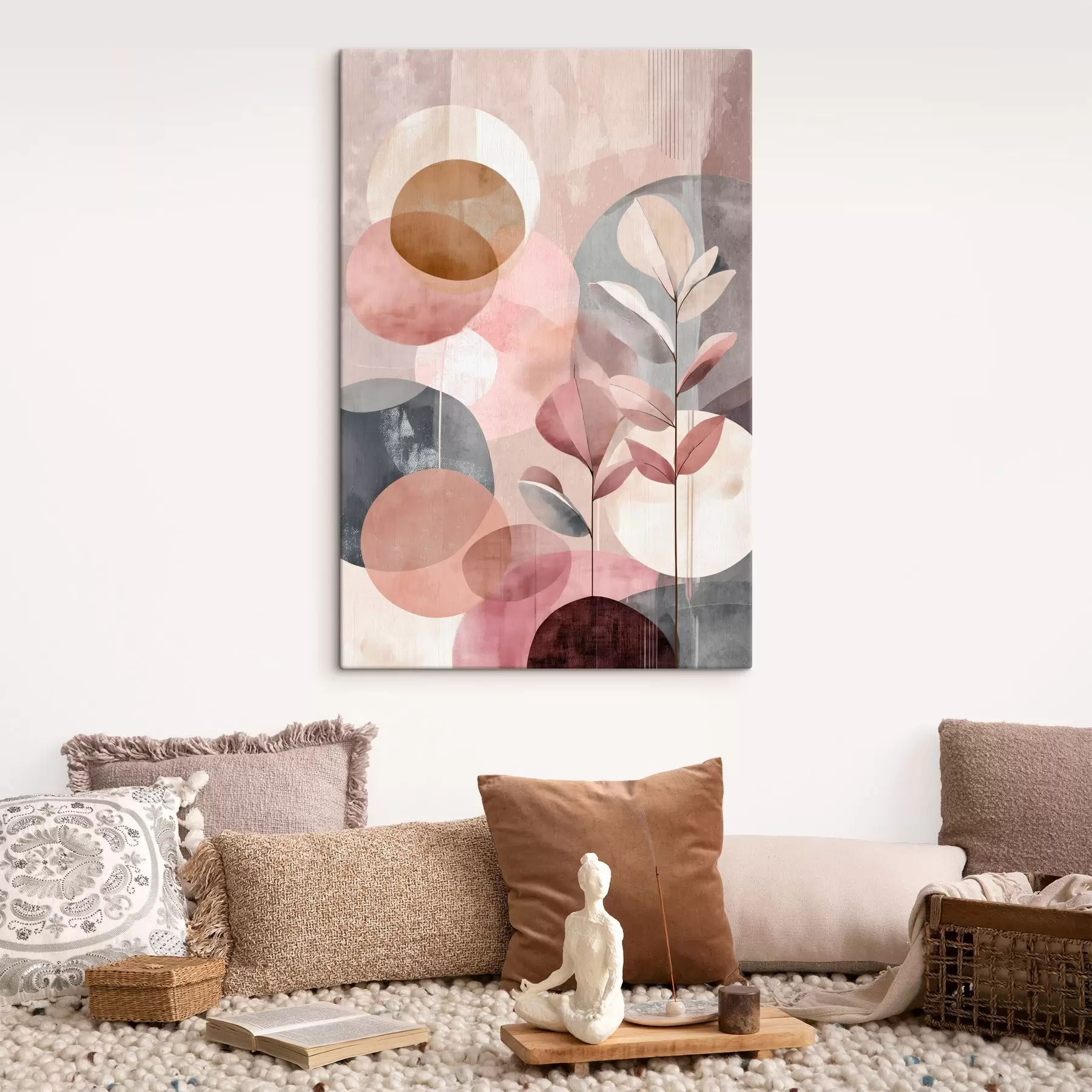 carta da parati Composizione astratta con cerchi in una palette di colori rosa terracotta nr. s47977