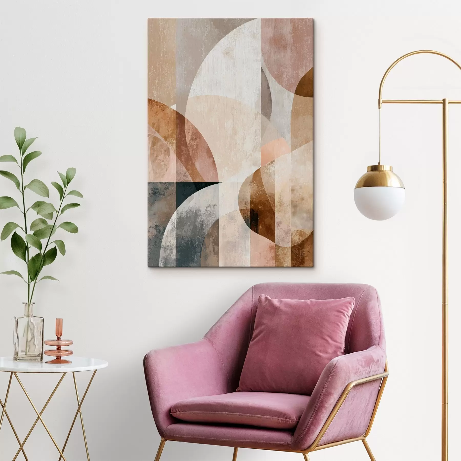 carta da parati Composizione moderna con forme circolari e tratti verticali nr. s47980