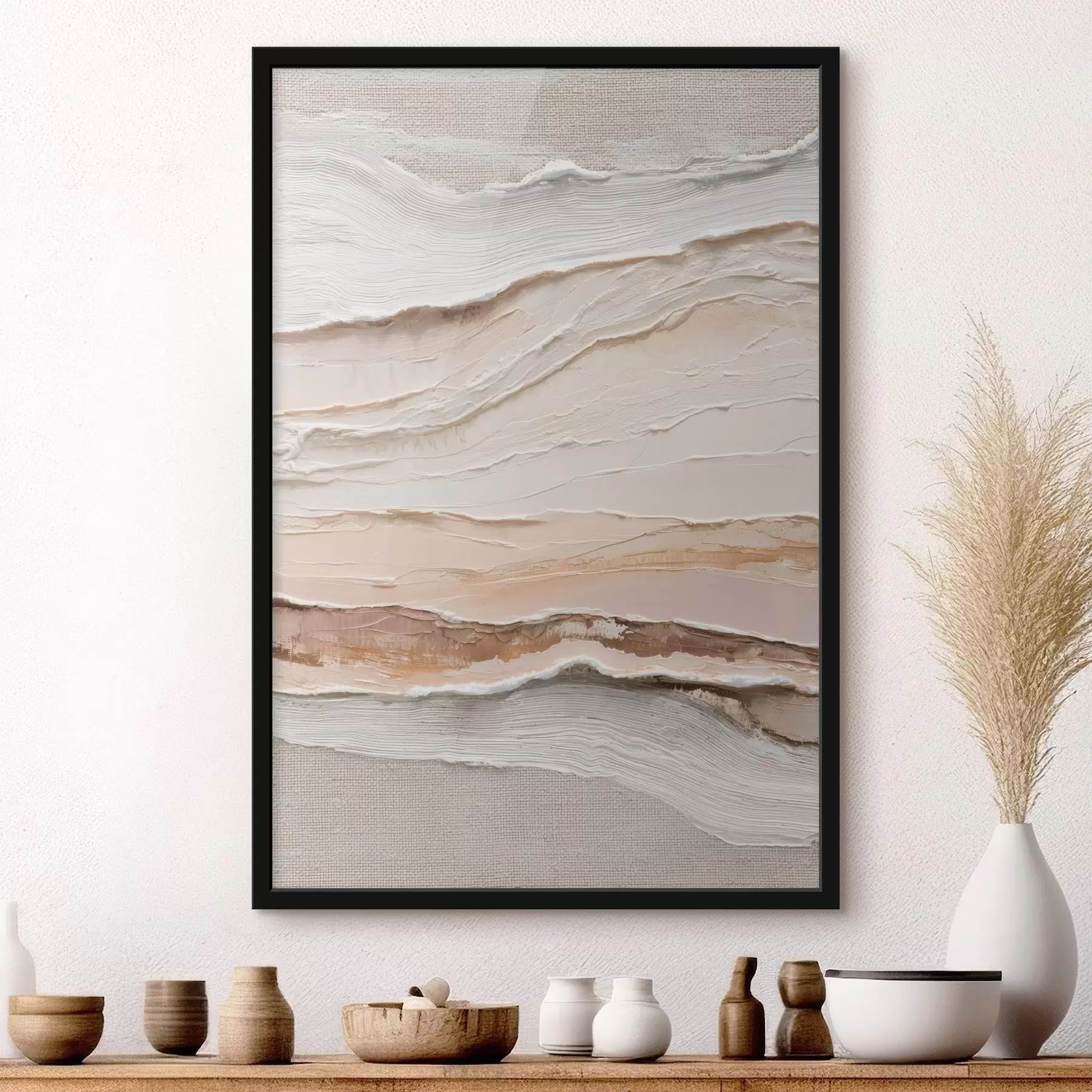 carta da parati Composizione stratificata nei toni sabbia e crema nr. f47966