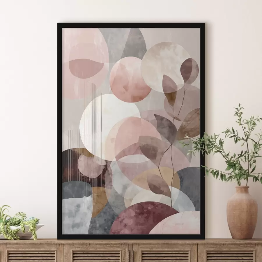 carta da parati Forme geometriche ed elementi botanici in uno stile moderno e minimalista nr. f47975