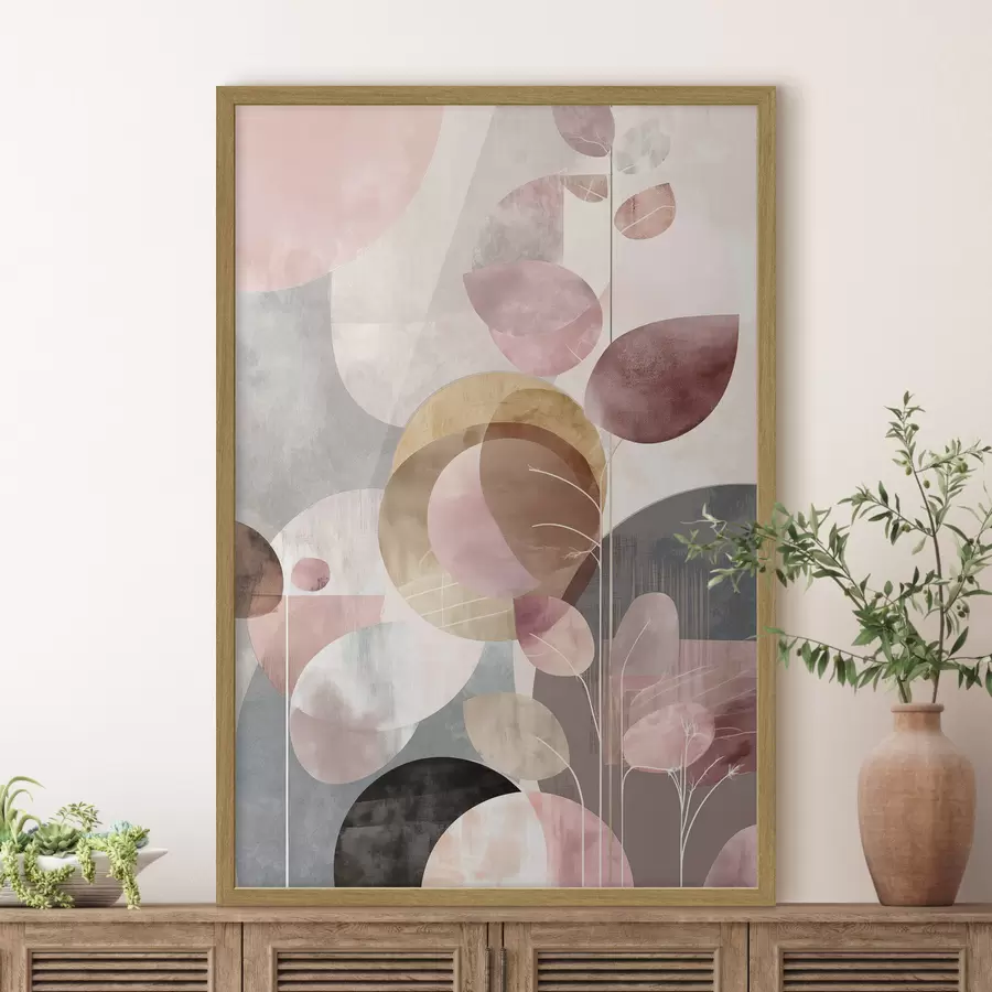 carta da parati Arte floreale nei toni del beige-rosa in stile minimalista nr. f47976