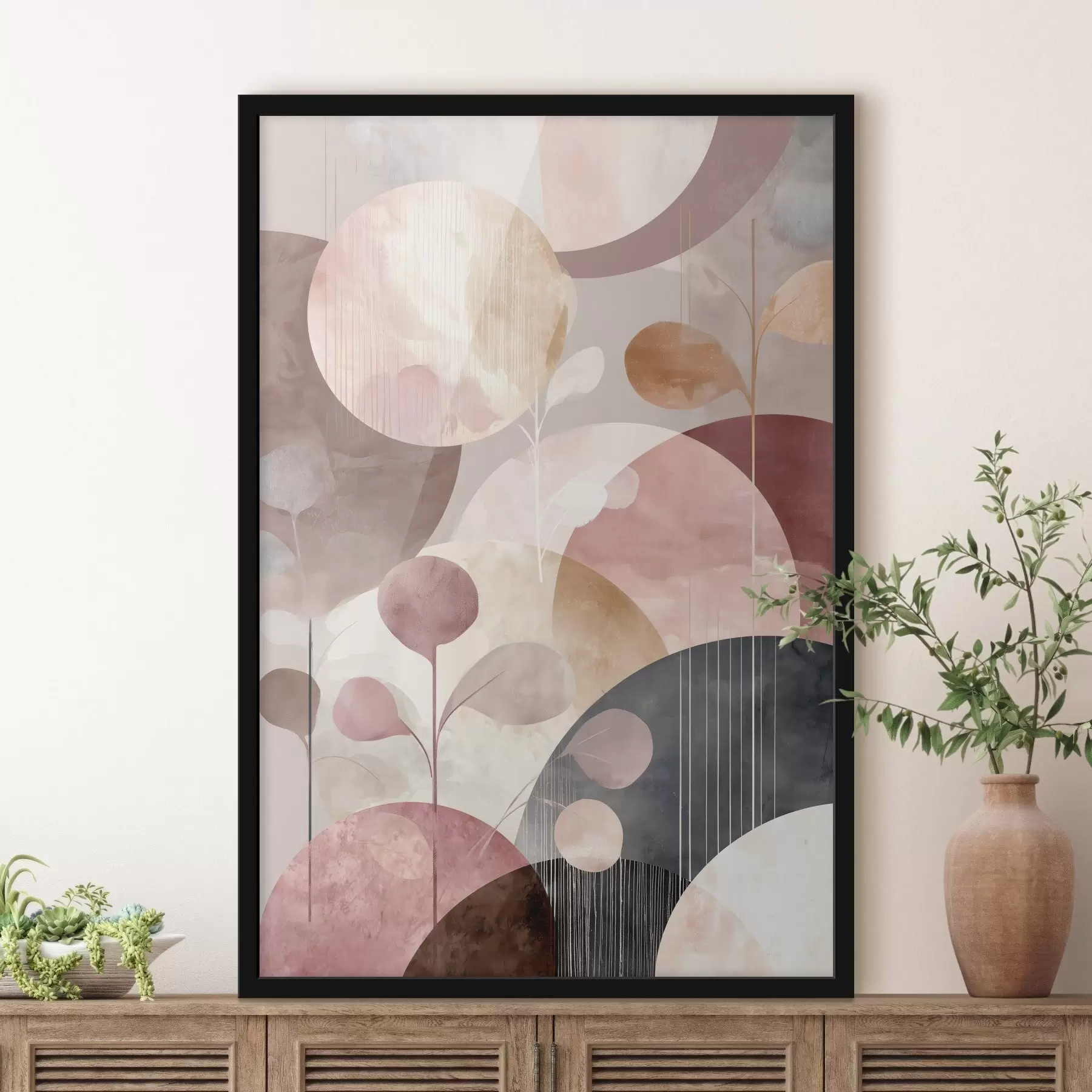 carta da parati Composizione di cerchi traslucidi e rami stilizzati nr. f47978