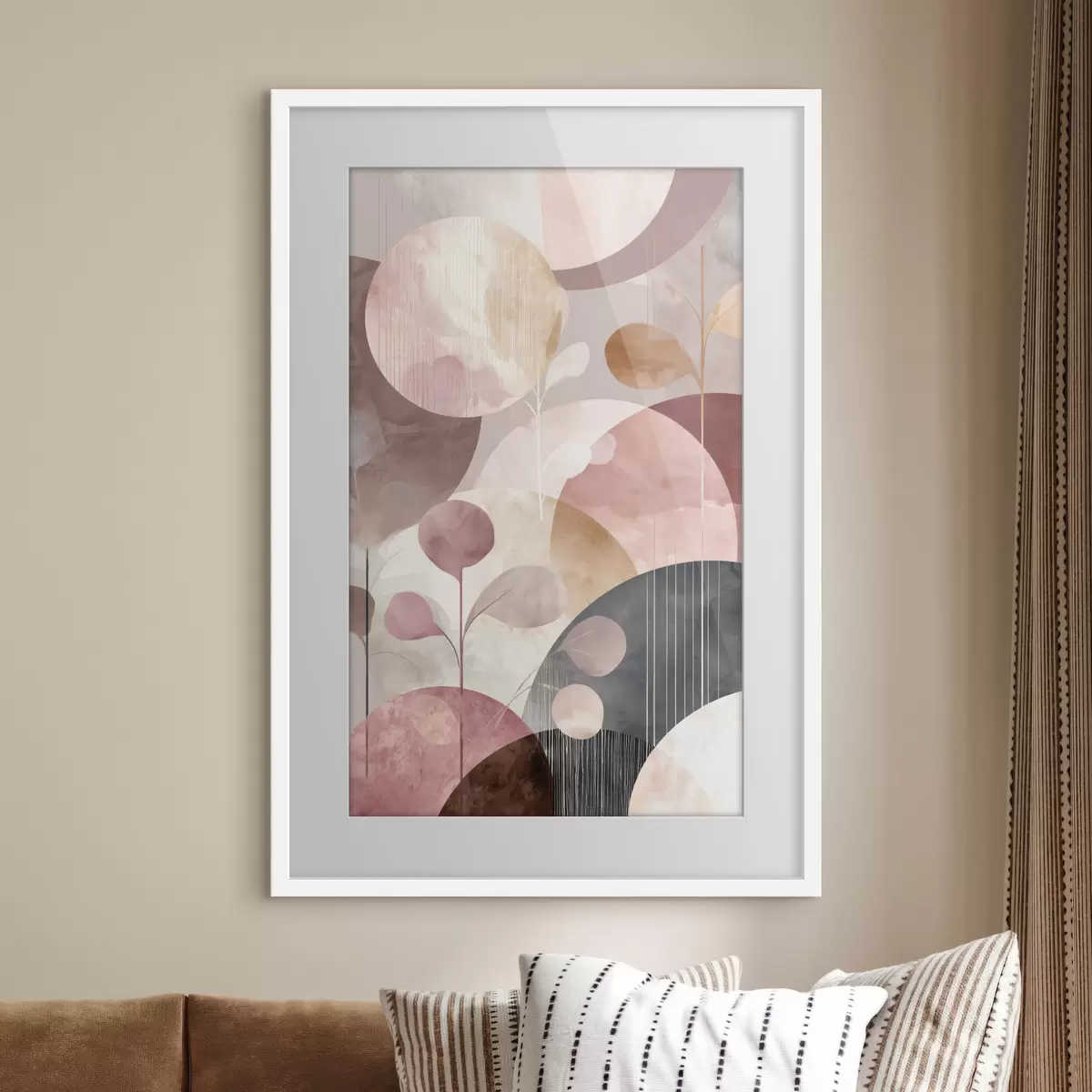 Poster Composizione di cerchi traslucidi e rami stilizzati f47978