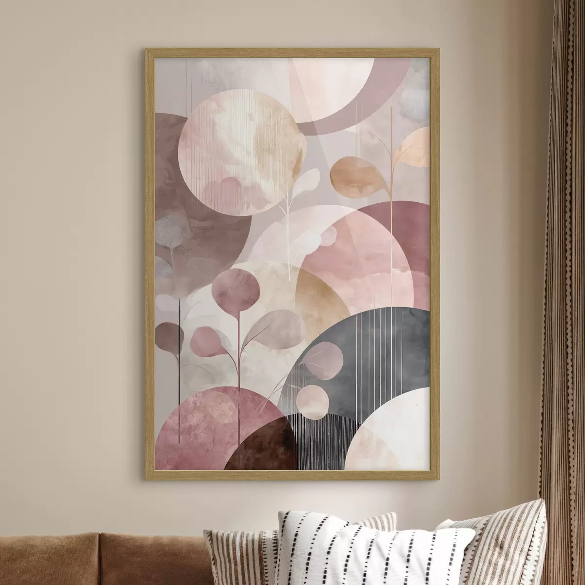 Poster Composizione di cerchi traslucidi e rami stilizzati f47978
