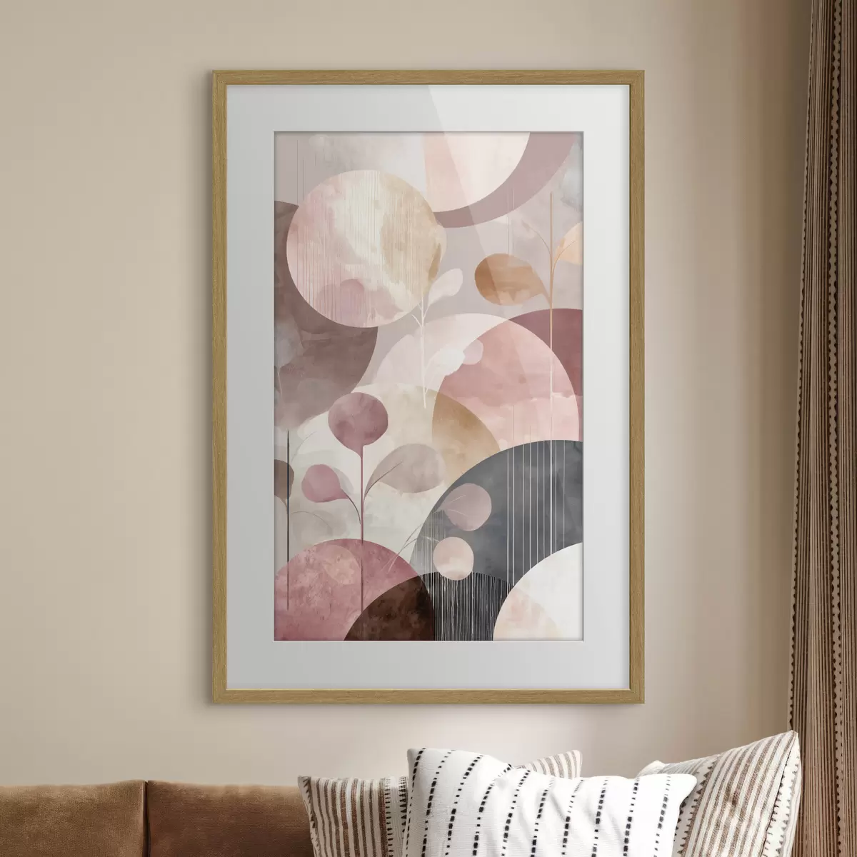 Poster Composizione di cerchi traslucidi e rami stilizzati f47978