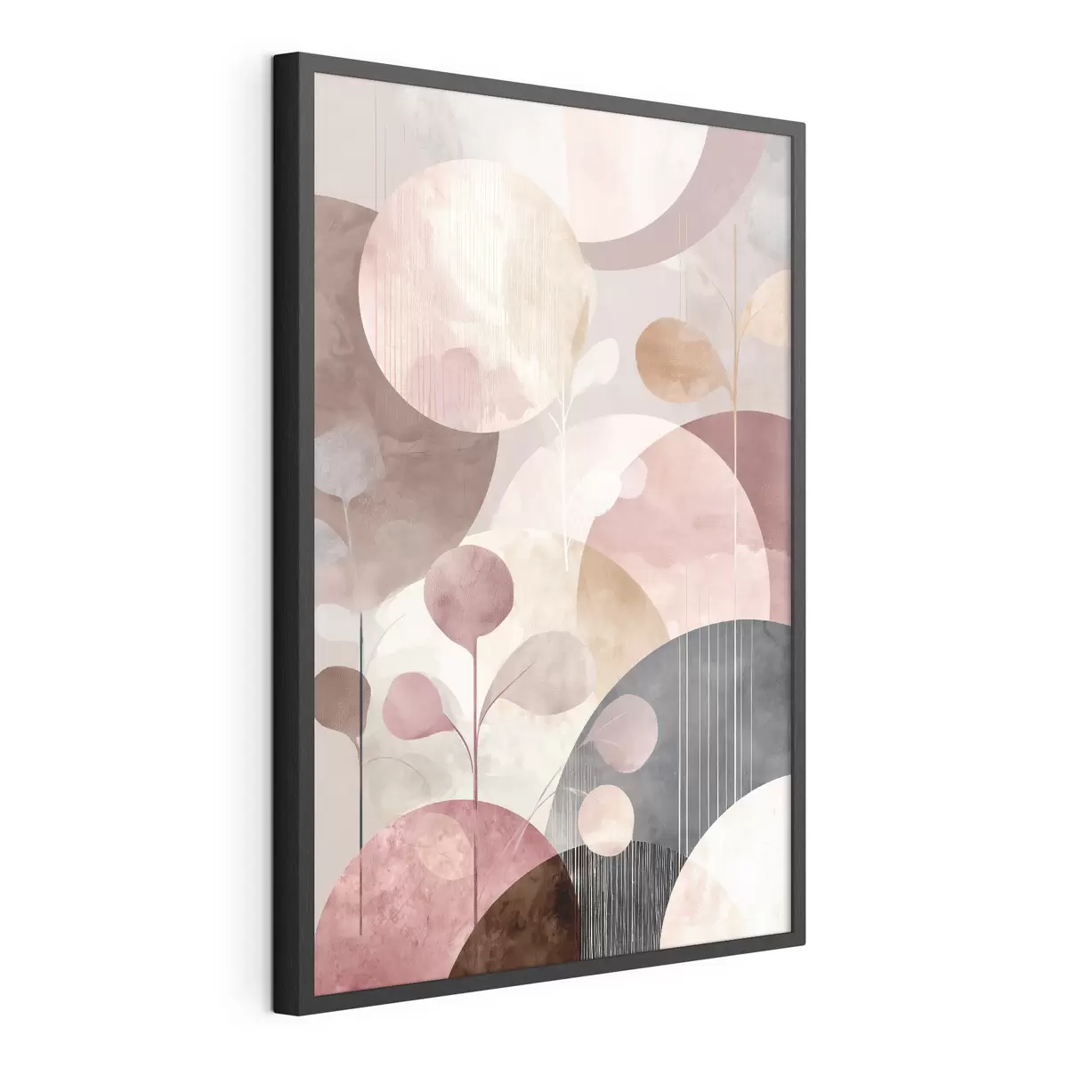 Poster Composizione di cerchi traslucidi e rami stilizzati f47978