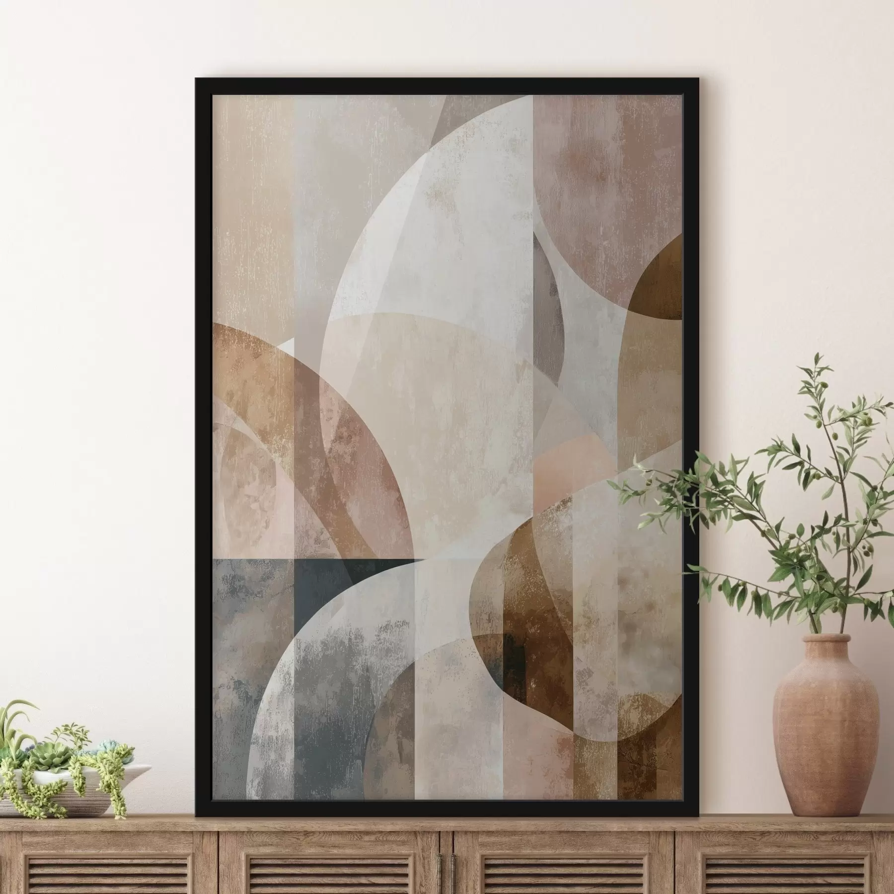 carta da parati Composizione moderna con forme circolari e tratti verticali nr. f47980