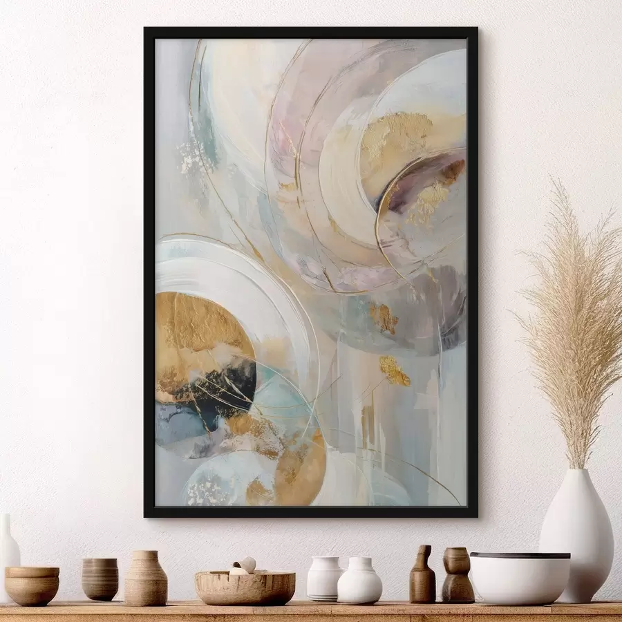 carta da parati Composizione con elementi circolari stratificati e pennellate nr. f47983