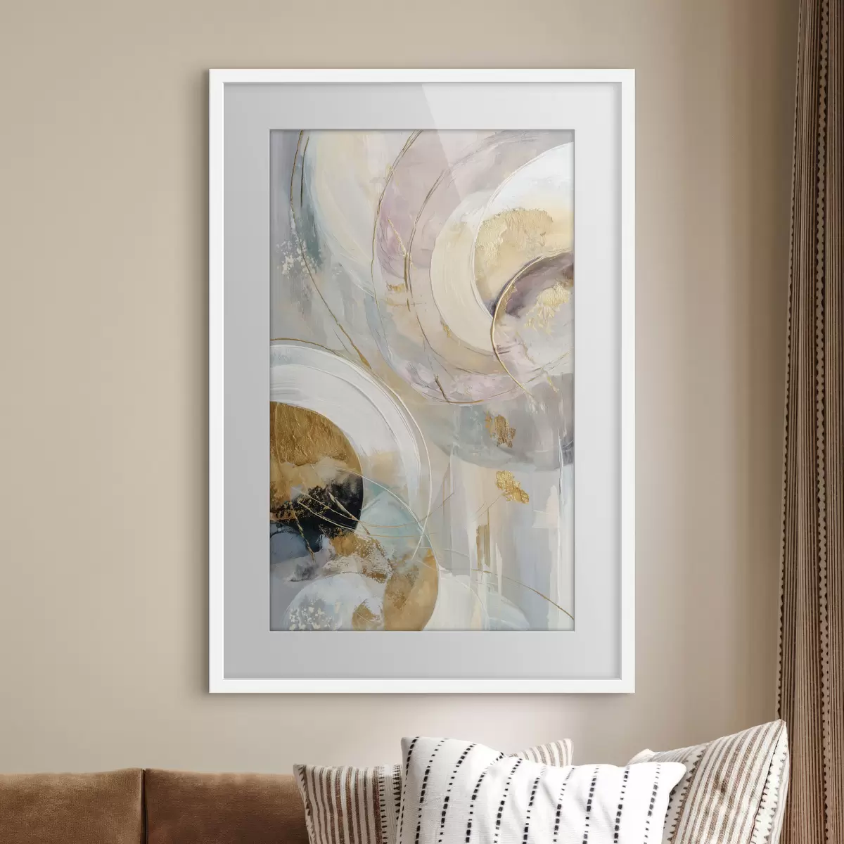 Poster Composizione con elementi circolari stratificati e pennellate f47983