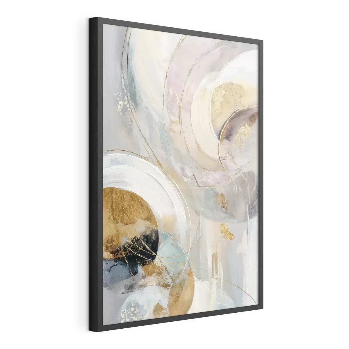 Poster Composizione con elementi circolari stratificati e pennellate f47983
