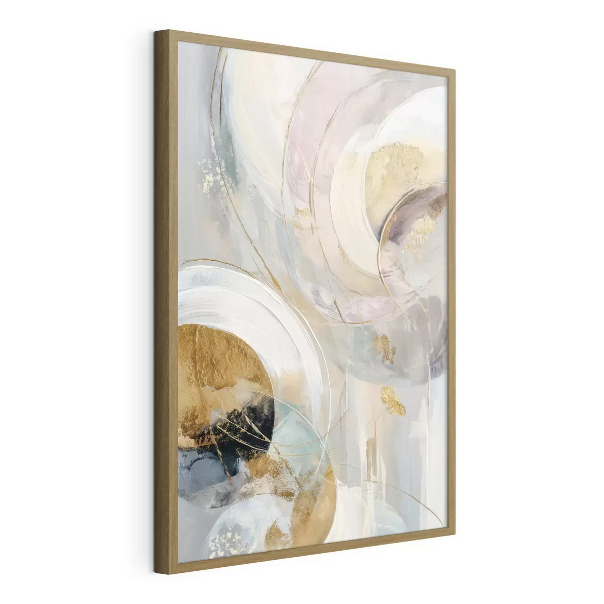 Poster Composizione con elementi circolari stratificati e pennellate f47983