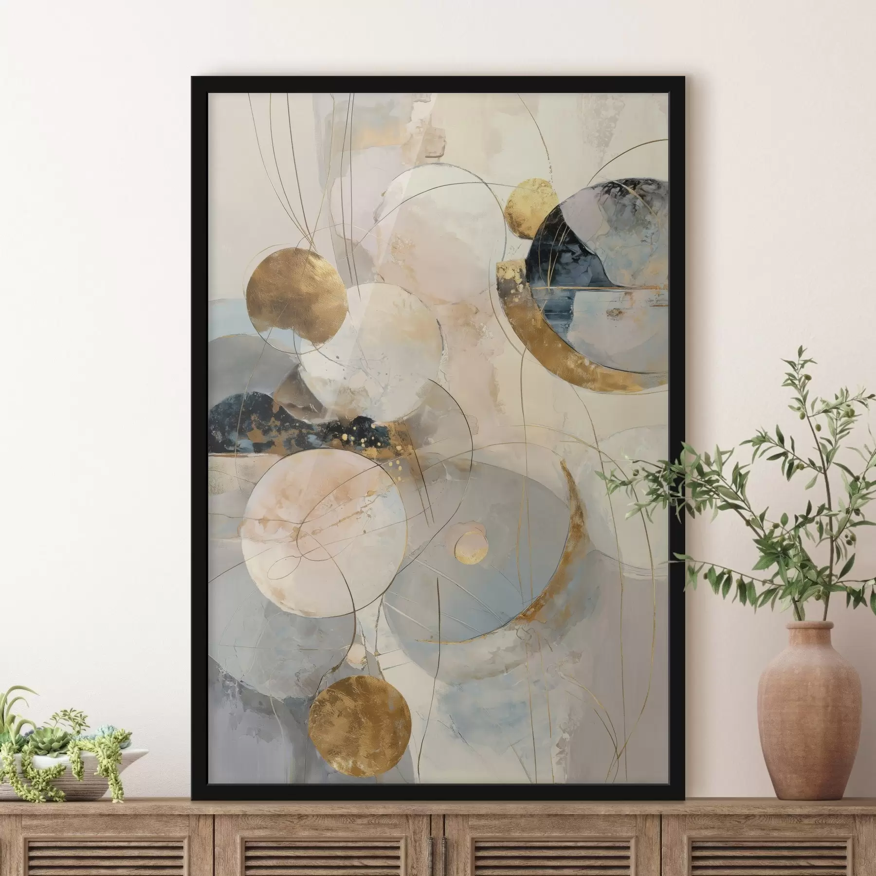 carta da parati Armonia di tonalità celesti e forme geometriche in stile minimalista nr. f47986