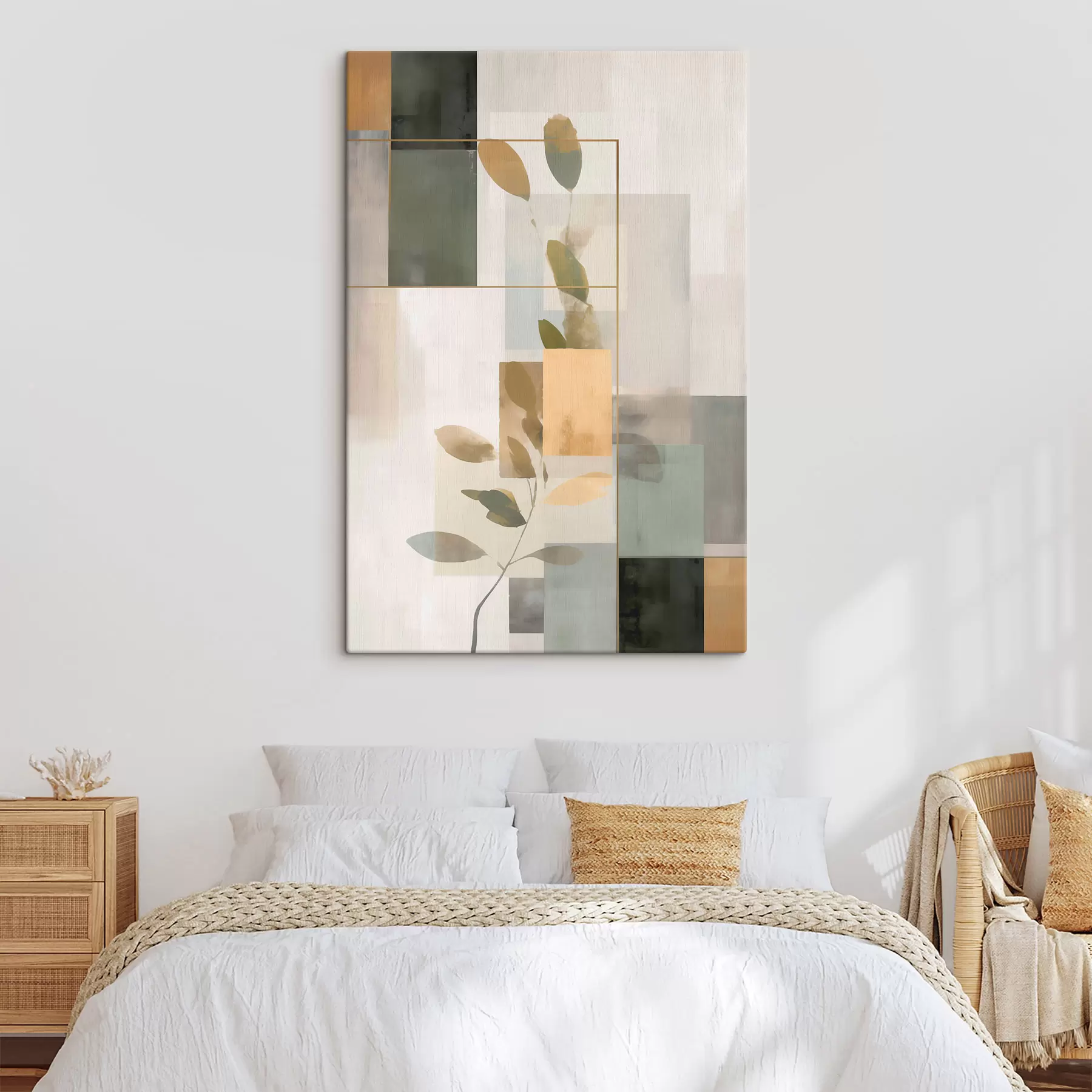 carta da parati Astrazione geometrica con rami di foglie nr. s48020