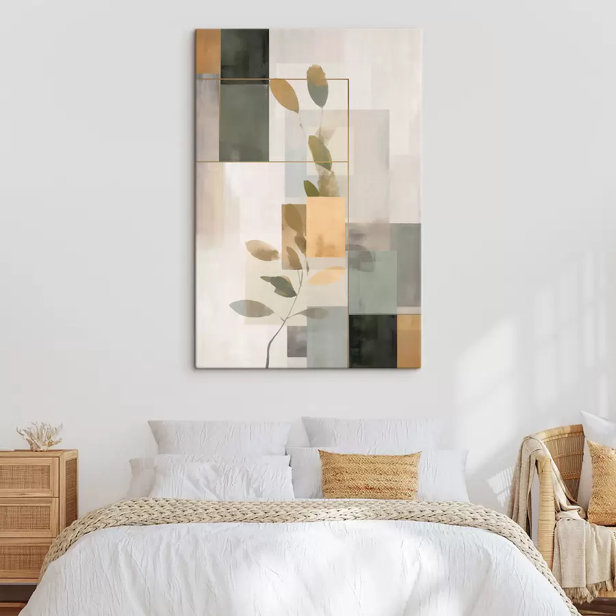 carta da parati Astrazione geometrica con rami di foglie nr. s48020