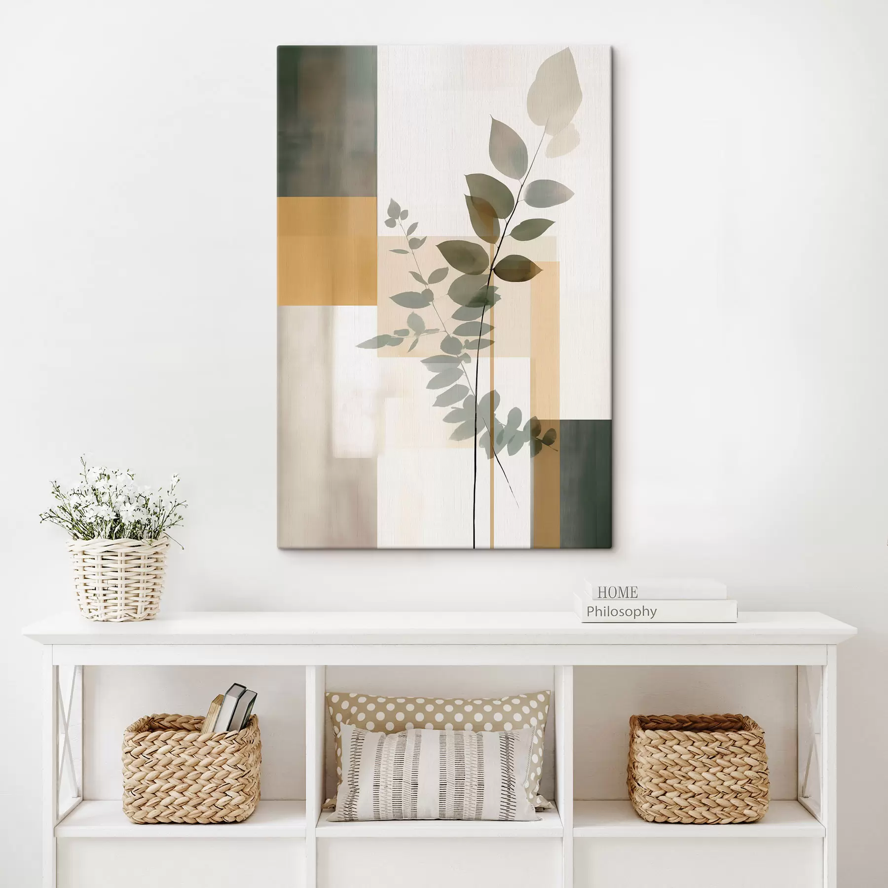 carta da parati Astrazione geometrica con rami di foglie nr. s48171