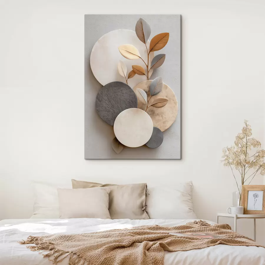 carta da parati Cerchi e rami di foglie nr. s48223