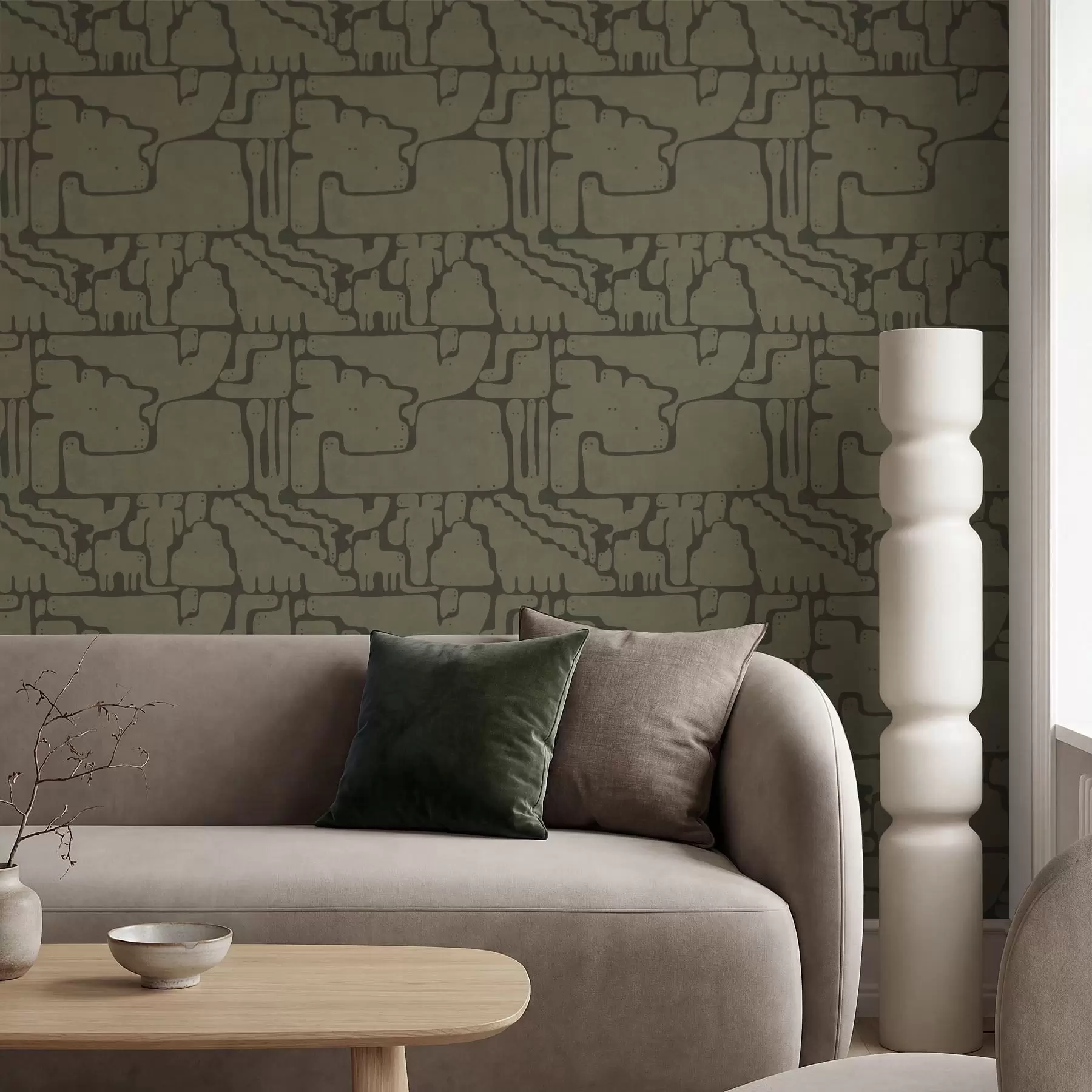 carta da parati Motivo astratto organico nei toni del verde nr. a01122