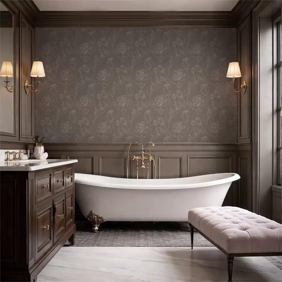 carta da parati Motivo a rose scure su sfondo marrone nr. a01124v1