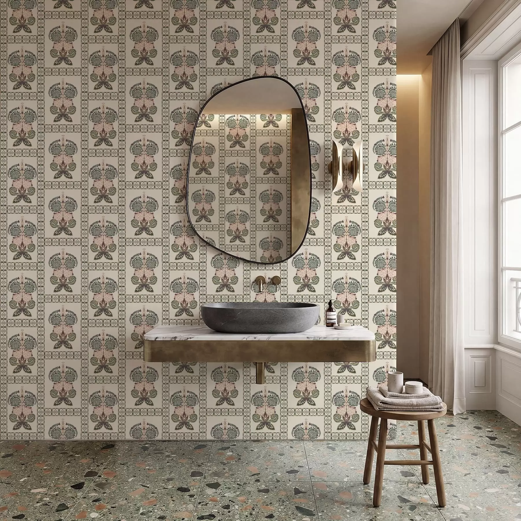 carta da parati Motivo decorativo con farfalle e fiori nr. a01125