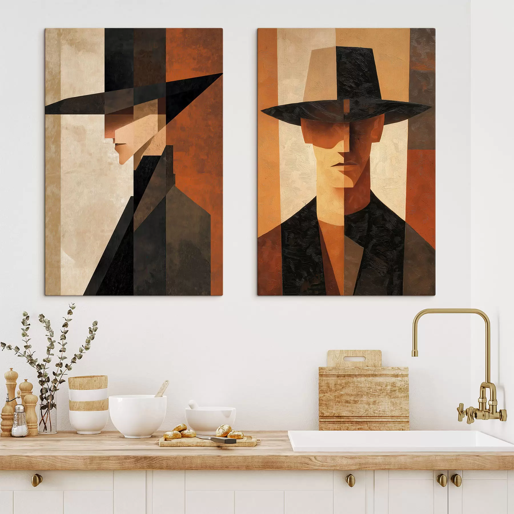 carta da parati Ritratto geometrico di un uomo con cappello nr. m30157