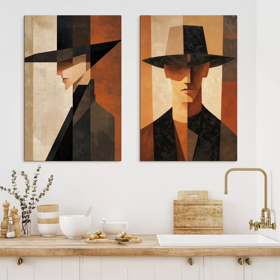 carta da parati Ritratto geometrico di un uomo con cappello nr. m30157